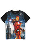 3D Erkek Çocuk Iron Man Demir Adam Baskılı T-Shirt Siyah