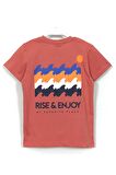 Rise Enjoy Slogan Baskılı Erkek Çocuk Yazlık 2'li Takım 8-15 Yaş Mercan