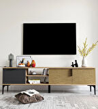 Tarz Raflı 180 Cm Metal Kulp Tv Ünitesi (ANTRASİT-YUNUS)