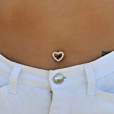 Sıralı Zirkon Taşlı Kalp Göbek Belly Piercing