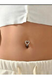 Sıralı Zirkon Taşlı Kalp Göbek Belly Piercing
