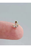 Cerrahi Çelik Zirkon 2 Taşlı Altın Tragus Helix Conch Piercing