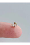 Cerrahi Çelik Zirkon 2 Taşlı Altın Tragus Helix Conch Piercing