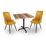 Indigo Werzalit Kare - Çırağan 2li Masa Takımı (60x60) - Indıana Wood Sarı