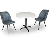 Indigo Werzalit Yuvarlak - Nilüfer 2li Masa Takımı (70 cm çap) - Mavi