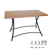 Modern Katlanır Werzalit Tabla Masa (70x120) - Koyu Ahşap