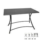 Modern Katlanır Werzalit Tabla Masa (80x120) - Siyah