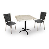 Indigo Werzalit Kare - Kapitoneli Fiskos Takımı (70X70) - Bianco Carrara Siyah