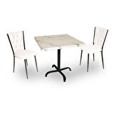 Indigo Werzalit Kare - Kapitoneli Fiskos Takımı (60X60) - Bianco Carrara Beyaz