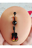 Gitar Siyah Göbek Piercing Alev