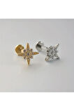 Cerrahi Çelik Kuzey Yıldızı Kristal Zirkon Altın Tragus Piercing