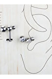 Üç Top Taşlı Yay Çelik Tragus Helix Piercing