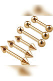 Ters Vida / Top 5mm x 10mm x 1.6mm Altın Düz Bar Piercing