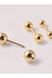 Ters Vida / Top 5mm x 16mm x 1.6mm Altın Düz Bar Piercing