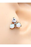 Cerrahi Çelik Üçlü Opal Ve Kristal Zirkon Çelik 6x1.2mm Labret Piercing