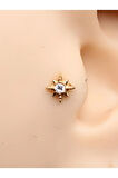 Cerrahi Çelik Kuzey Yıldızı Kristal Zirkon Altın 6x1.2mm Labret Piercing