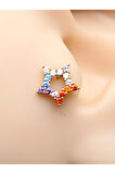 Cerrahi Çelik Yıldız Multi Zirkon Altın 6x1.2mm Labret Piercing