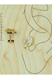 Cerrahi Çelik Yaprak Kristal Zirkon Altın Tragus Piercing