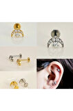 Ay Yıldız Kristal Zirkon Altın Tragus Piercing