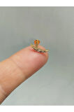 Cerrahi Çelik Ay Kristal Zirkon Altın Tragus Piercing
