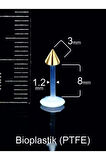 Altın Spayk 3mm x 6mm x 1.2mm Bioplastik Labret Piercing