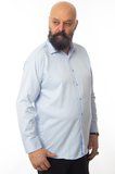 Mavi 4 Drop Ekstra Büyük Yaka Rahat Kesim Micro Kumaş Kol Düğmeli Regular Fit Erkek Gömlek // 189-4-DC24X