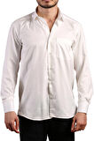 Krem Rahat Kesim Micro Kumaş Kol Düğmeli Regular Fit Erkek Gömlek - 190-10