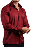 Bordo Rahat Kesim Micro Kumaş Kol Düğmeli Regular Fit Erkek Gömlek - 190-13