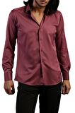 Mürdüm Dar Kesim Micro Kumaş Kol Düğmeli Slim Fit Erkek Gömlek - 201-23
