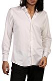 Krem Yakma Desenli Dar Kesim Micro Kumaş Kol Düğmeli Slim Fit Erkek Gömlek - 222-10
