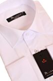 Beyaz Dar Kesim Slim Fit Uzun Kol Düz Renk Erkek Gömlek  - 151-1