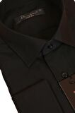 Siyah Dar Kesim Slim Fit Uzun Kol Düz Renk Erkek Gömlek  - 151-20