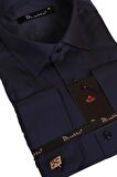 Lacivert Rahat Kesim Micro Kumaş Kol Düğmeli Regular Fit Erkek Gömlek - 190-12