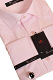 Pembe Dar Kesim Micro Kumaş Kol Düğmeli Slim Fit Erkek Gömlek - 201-2