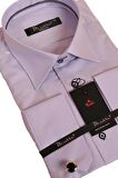 Lila Dar Kesim Micro Kumaş Kol Düğmeli Slim Fit Erkek Gömlek - 201-3