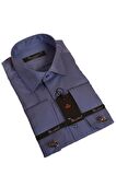 İndigo Dar Kesim Micro Kumaş Kol Düğmeli Slim Fit Erkek Gömlek - 201-5