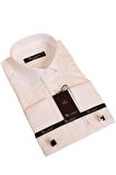 Krem Dar Kesim Micro Kumaş Kol Düğmeli Slim Fit Erkek Gömlek - 201-10