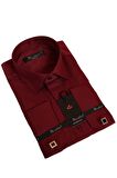 Bordo Dar Kesim Micro Kumaş Kol Düğmeli Slim Fit Erkek Gömlek - 201-13