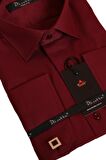 Bordo Dar Kesim Micro Kumaş Kol Düğmeli Slim Fit Erkek Gömlek - 201-13