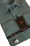 Haki Yeşil Dar Kesim Micro Kumaş Kol Düğmeli Slim Fit Erkek Gömlek - 201-19