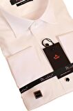 Krem Ekstra Uzun Kol 8 Drop Damatlık Ata Yaka Kol Düğmeli Slim Fit Smokin Gömlek - 014