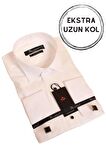 Krem Ekstra Uzun Kol 8 Drop Damatlık Ata Yaka Kol Düğmeli Slim Fit Smokin Gömlek - 014