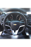 DİKİŞLİ DİREKSİYON KILIFI SİYAH DERİ SİYAH DİKİŞLİ CHEVROLET CRUZE İÇİN