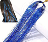 DD236 Işıltılı Simli Tinsel Saç Uzatma Mavi