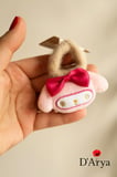 D’Arya Pembe Tavşan Figürlü Peluş Lastik Kız Çocuk Genç Kız Saç Tokası DD533 My melody Hello Kitty Arkadaşı Mini Kawaii Figür