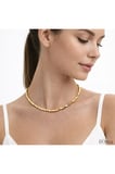 DD538 Gold Kare Boncuklu Mint Detaylı Kolye – Zarif ve Modern Tasarım
