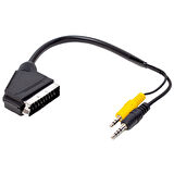 UYDU ALICISI AV KABLO 3.5 MM STEREO ERKEK/SCART KABLO 35 CM UZUN VE KISA JACK BİR ARADA (4172)