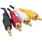 UYDU ALICISI AV KABLO 3.5 MM ST E / 3 RCA KABLO 1.2 METRE UZUN JACK ELEKTROMER (4172)