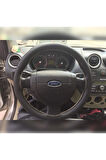 DİKİŞLİ DERİ DİREKSİYON KILIFI DAMARLI SİYAH DERİ BEJ DİKİŞLİ FORD FİESTA FUSİON İÇİN HIZLI KARGO