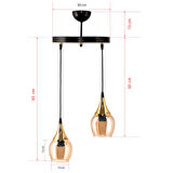 DEDE İKİLİ EMBUDO TEPSİLİ AVİZE GOLD HUNİ BAL CAMLI